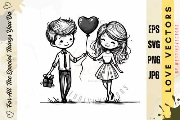 Art Deco Wedding & Love Vectors: C2638 Design Set