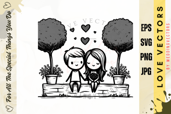 C269: Modern Wedding Couple & Love Vectors