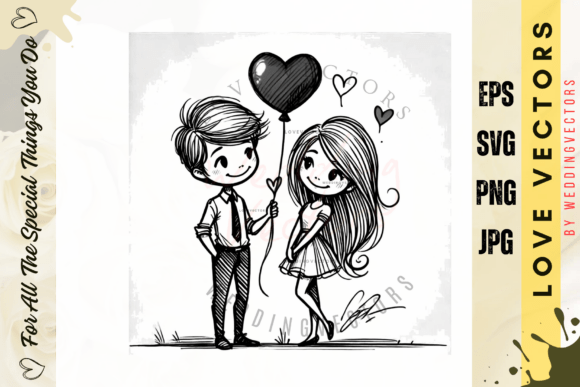 C2710: Elegant Wedding Couple & Love Vectors