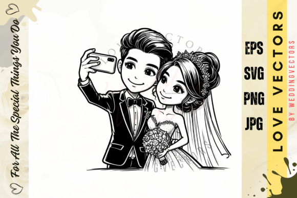 C3204: Elegant Wedding Couple Vectors for Designers