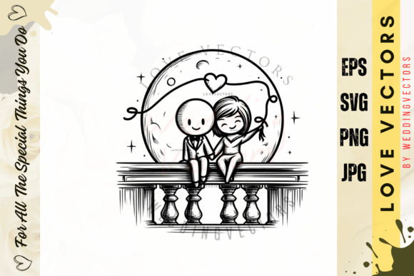 C323: Elegant Wedding Couple & Love Vectors