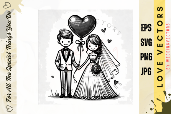 C3745: Modern Wedding Couple & Love Vectors for Design