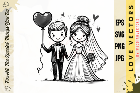 C3789 Wedding Couple Vectors: Elevate Modern Romance Design