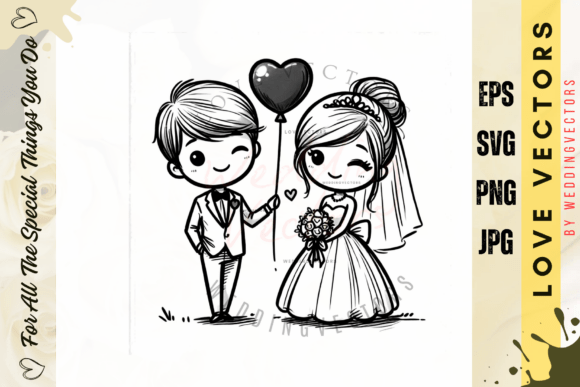 Elegant Wedding Couple & Love Vectors: C3219 Design Asset
