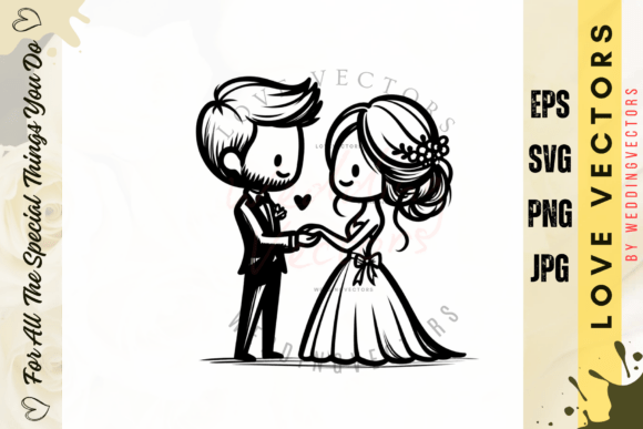 Elegant Wedding Couple & Love Vectors: C3664