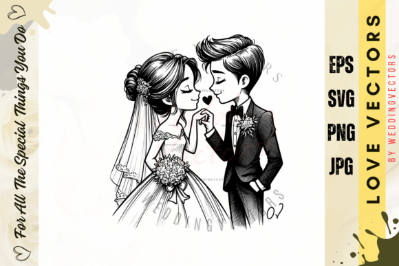 Elegant Wedding Couple & Love Vectors for Design