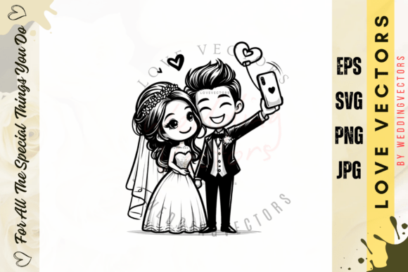 Elegant Wedding Couple & Love Vectors for Design