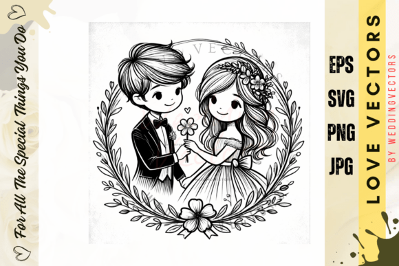 Elegant Wedding Couple & Love Vectors for Designers