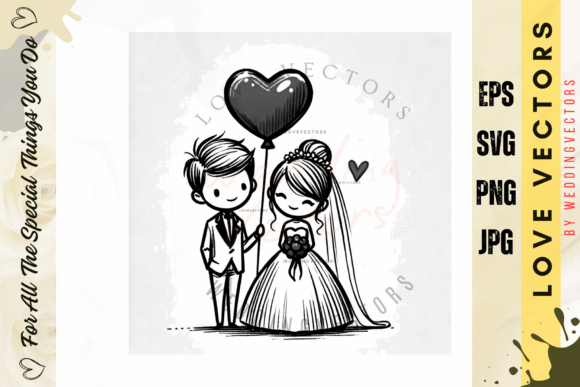 Elevate Designs with Wedding Couple and Love Vectors - C3767