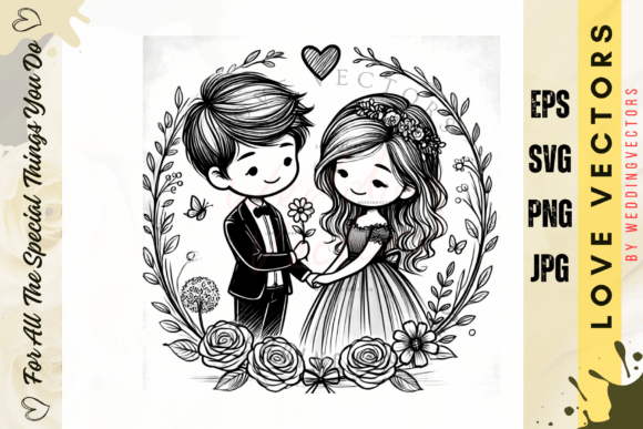 Elevate Your Design with Wedding Couple and Love Vectors - C3655