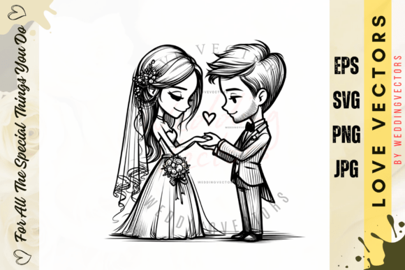 Elevating Romance in Design: The C3684 Wedding Couple & Love Vectors