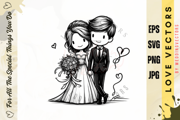 Modern Love Illustration: Wedding Couple & Love Vectors