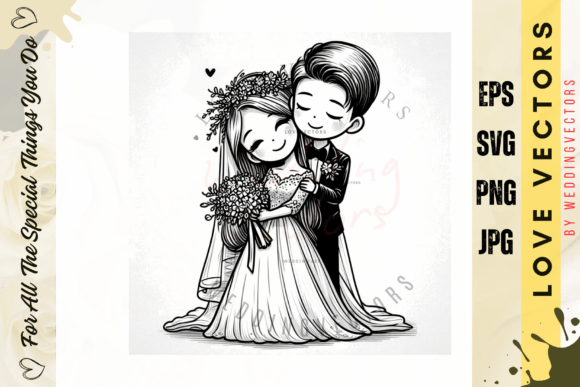 Timeless Romance: Wedding Couple & Love Vectors - C2673