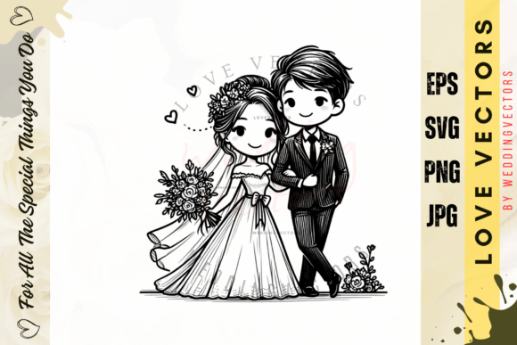 Wedding Couple and Love Vectors - C2645
