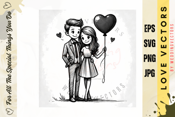 Wedding Couple and Love Vectors - C2648