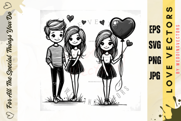 Wedding Couple and Love Vectors - C2666: Design Elegance