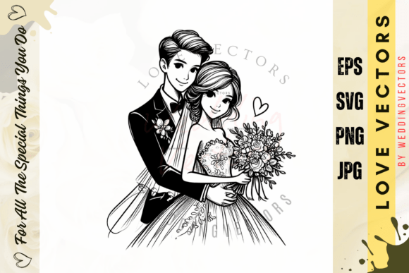 Wedding Couple and Love Vectors - C2669: Modern Romance in Design
