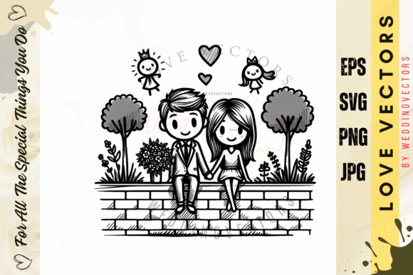 Wedding Couple and Love Vectors - C267: A Design Asset for Timeless Romance