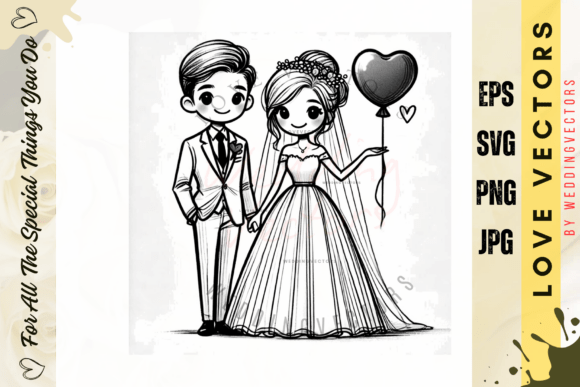 Wedding Couple and Love Vectors - C3211: Elegant Design Assets