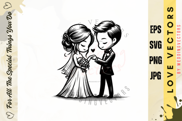 Wedding Couple and Love Vectors - C3798: Design Elegance